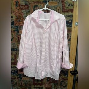 Ladies Chaps pink and white striped button up blouse size 3X